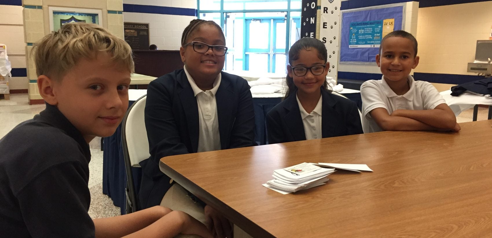 (From L to R) Lincoln Charter School students Samuel Martinez, ShaTayla Bailey, Eliangeliz Echevarria, and Joseph Rosario Rodriguez.(Avi Wolfman-Arent/WHYY)