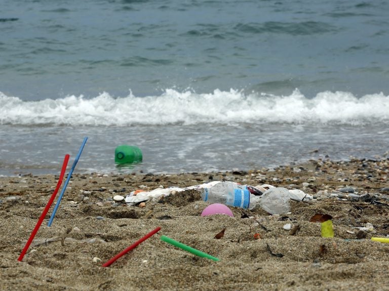 Plastic garbage lying on the beach in Greece. The move would impose a complete ban on some single-use plastics across the European Union and a reduction on others, aiming to implement most measures by the mid-2020s. Plastic garbage lying on the Aegean sea beach in Greece. (Milos Bicanski/Getty Images)