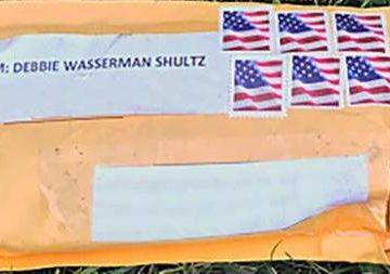 Exterior of one of the suspicious packages. The FBI obscured the addresses to protect privacy. (FBI)