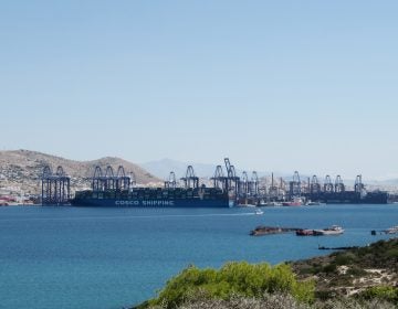 The port of Piraeus has long been a metaphor for Greece, going back to when ancient Greek warriors set off to sea battles. Today, a Chinese company holds a controlling stake in the port. (Joanna Kakissis/NPR)