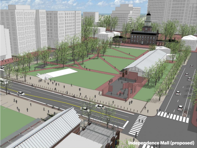 An Old City District rendering shows a redesigned Market Street.  (courtesy of Old City Distric)