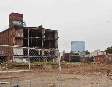 The Frankford Chocolate Factory at 21st and Washington Streets is in the process of demolition 
. (Kimberly Paynter/WHYY)
