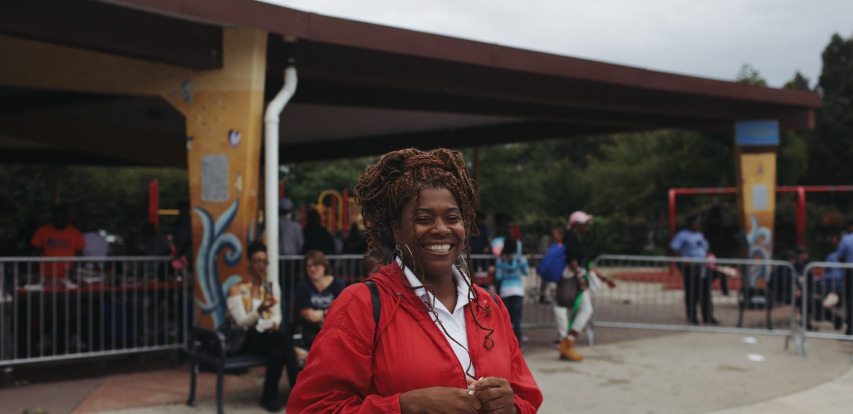 Tonnetta Graham, executive director of Strawberry Mansion CDC, at Strawberry Mansion Day 2018 (Neal Santos for PlanPhilly)