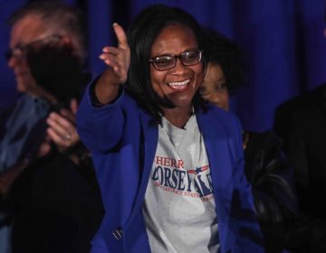 Delaware state Rep.-elect Sherry Dorsey Walker greets supporters in 2018 at the Doubletree Hotel in Wilmington. (Saquan Stimpson for WHYY)