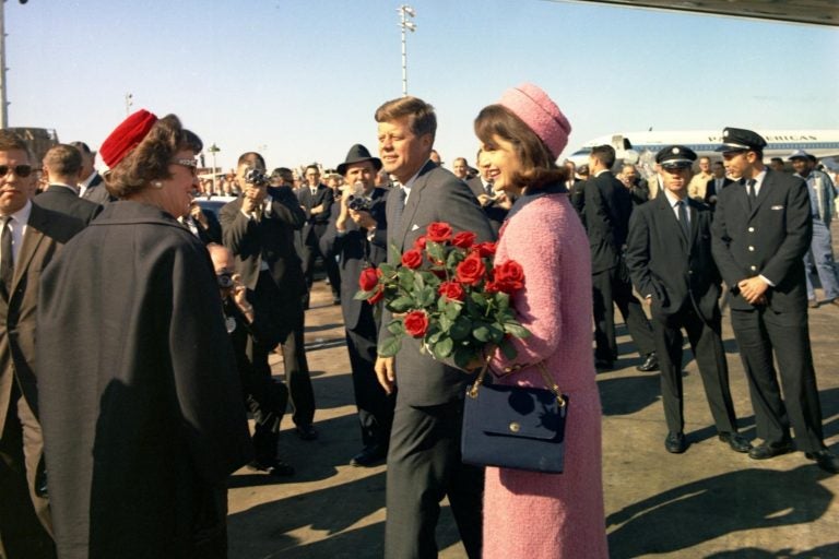 President John F. Kennedy and First Lady Jacqueline Kennedy arrive at Love Field, Dallas, Texas, on Nov. 22, 1963.