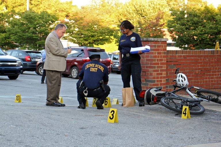 Police investigate a drive-by shooting in Germantown on Oct. 3, 2018. Five young men aged 19 to 23 were shot. One died.