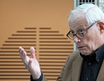 German designer Dieter Rams speaks about the exhibit at the Philadelphia Museum of Art surveying his career. (Emma Lee/WHYY)