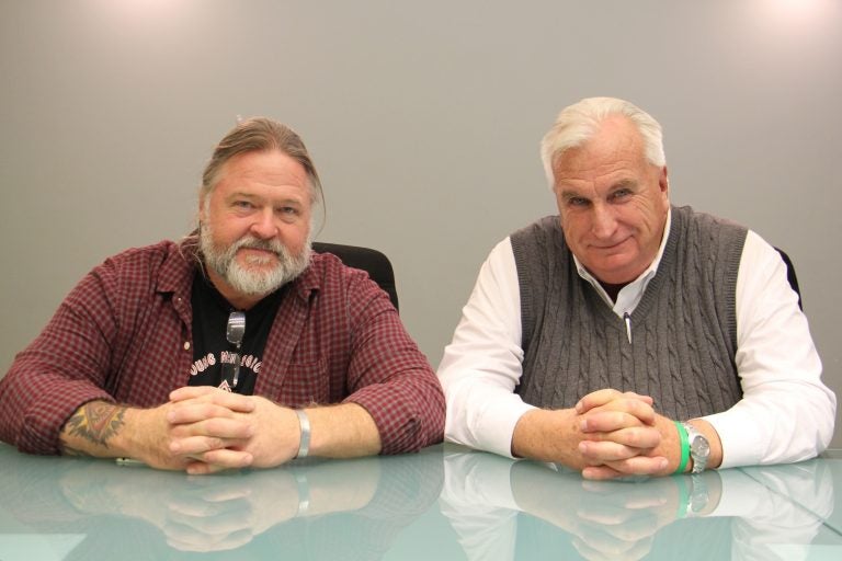 Doug Kiker (left) and Dan Schmalen are founders of Retrofit Careers, a job portal for those in successful drug and alcohol recovery. (Emma Lee/WHYY)