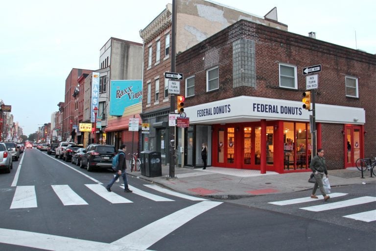 A new Federal Donuts recently opened on South Street at Sixth Street. (Emma Lee/WHYY)