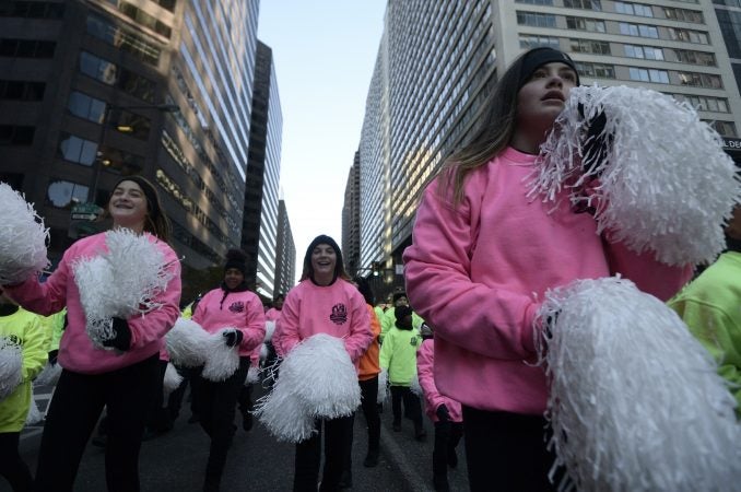 Children participate in the 99th annual Thanksgiving Day Parade in Center City Philadelphia. (Bastiaan Slabbers for WHYY)