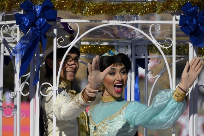 Performers take part in the televised component of the 99th annual Thanksgiving Day Parade in front of the Art Museum. (Bastiaan Slabbers for WHYY)