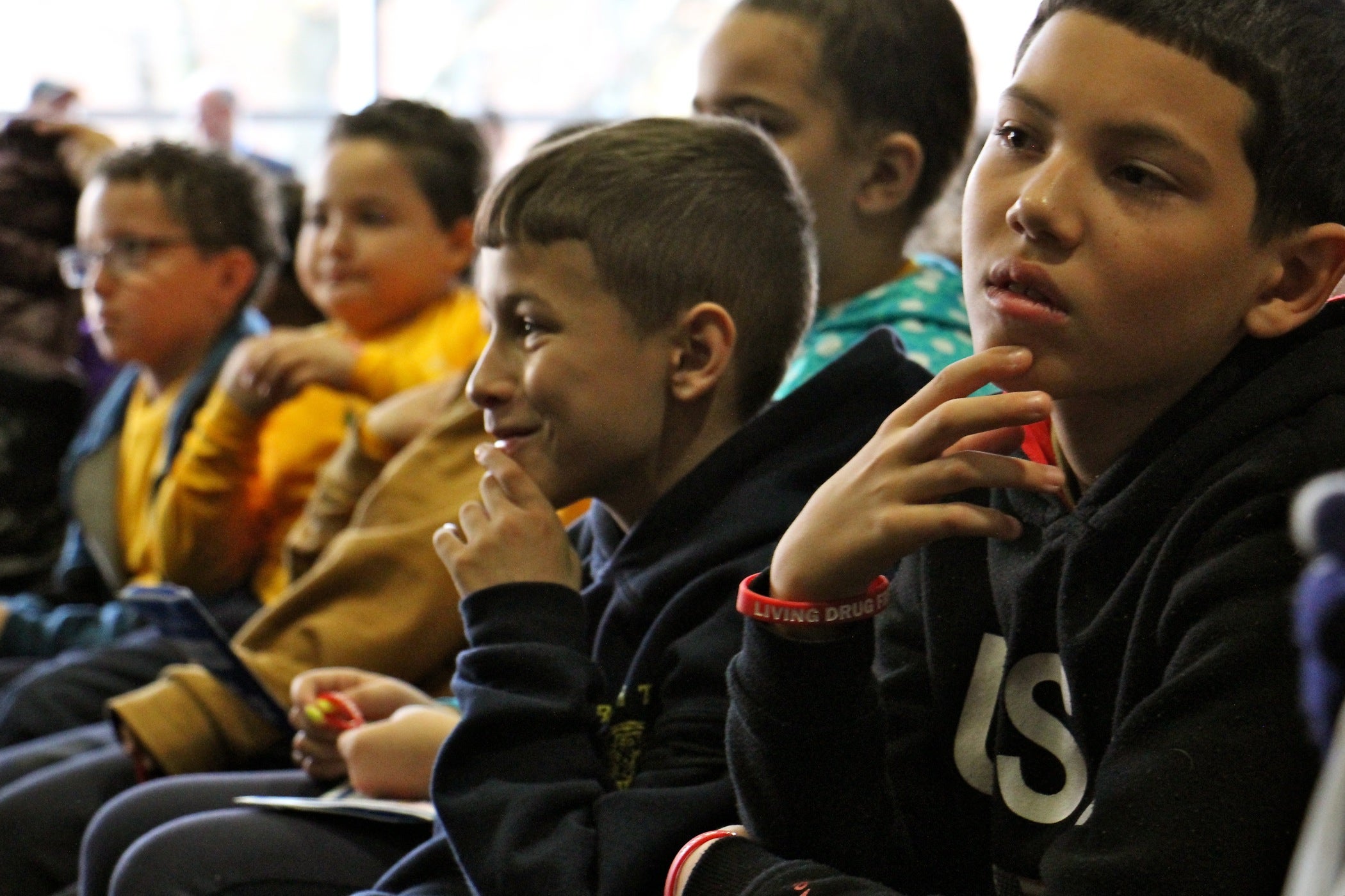 Philadelphia school children attend a youth summit on drug prevention at Temple University.