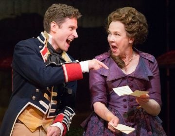 Kevin Massey as Captain Jack and Harriet Harris as Mrs. Malaprop in Bristol Riverside Theatre's production of 