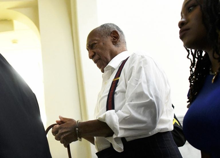 Bill Cosby is taken away in handcuffs after he was sentenced to three-to 10-years for felony sexual assault on Tuesday, Sept. 25, 2018, in Norristown, Pa.  (Mark Makela/Pool Photo via AP)