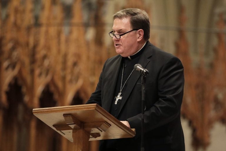 Newark Archbishop Cardinal Joseph Tobin speaks during a prayer service for New Jersey Gov.-elect Phil Murphy at the Cathedral Basilica of the Sacred Heart, Friday, Jan. 12, 2018, in Newark, N.J. (AP Photo/Julio Cortez)