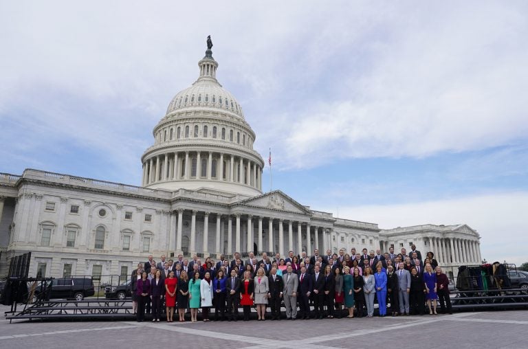 Members of the freshman class of Congress pose for a photo opportunity on Capitol Hill in Washington, Wednesday, Nov. 14, 2018, in Washington. (Pablo Martinez Monsivais/AP Photo)