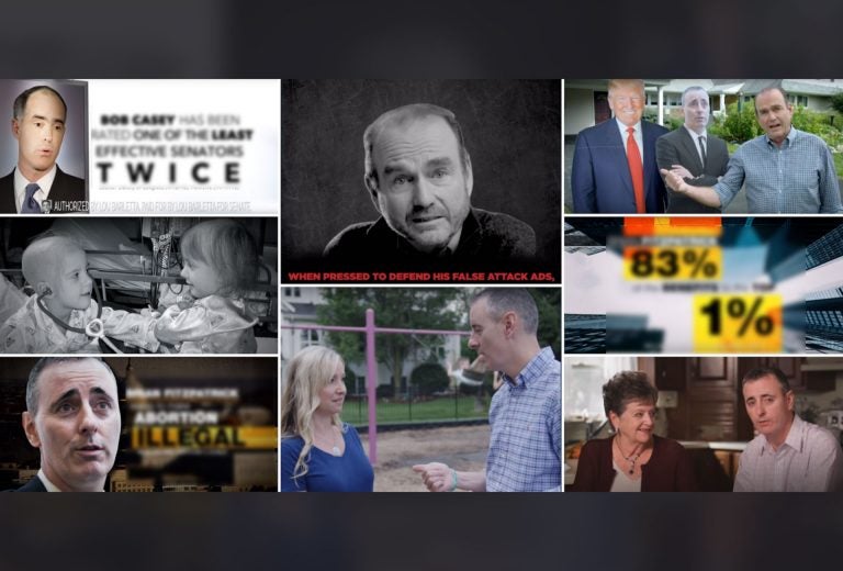 These screen shots of political ads for the 2018 election come from the campaigns for Lou Barletta, Bob Casey, Brian Fitzpatrick and Scott Wallace.