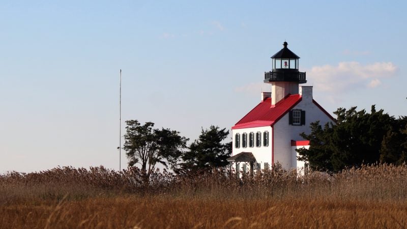 The East Point Lighthouse was built in 1849 where the Maurice River meets the Delaware Bay. (Bill Barlow for WHYY)