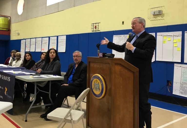 Philadelphia Mayor Jim Kenney delivers Friday an update on the city's emergency plan to combat the opioid crisis. (Joel Wolfram/WHYY)