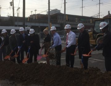 City and state officials in Delaware broke ground on an upcoming Wilmington transit hub. (Zoe Read/WHYY)