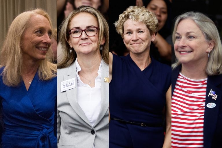 (From left) Mary Gay Scanlon, Madeleine Dean, Chrissy Houlahan, and Susan Wild, all Pennsylvania women who won their congressional bids during the 2018-midterm elections (Emily Cohen for WHYY; Matt Rourke/AP Photo; Matt Rourke/AP Photo; Jacqueline Larma/AP Photo)