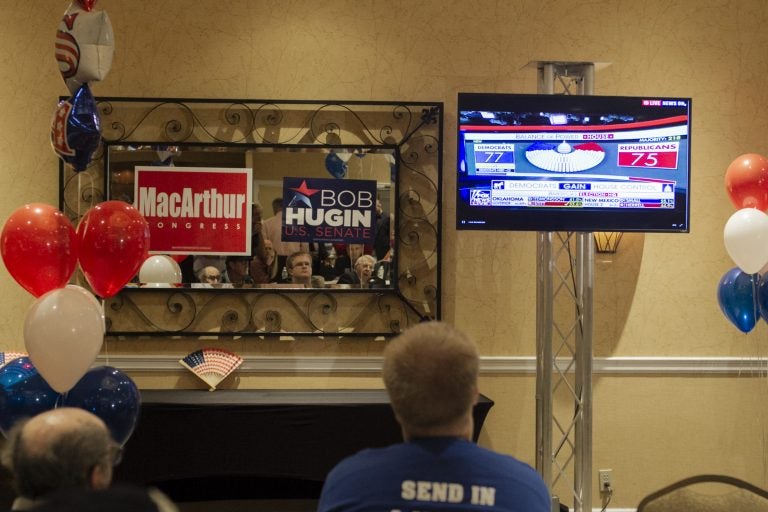 Headquarters for N.J. Rep. Tom MacArthur on election night 2018. (Miguel Martinez for WHYY)