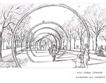 An artist's rendering of a concept for the multi-use path that would incorporate the area's history as a rope-making hub (DRWC)