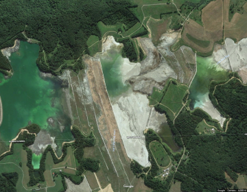 Little Blue Run coal ash pond, on the Pennsylvania-West Virginia border. (Google Earth)