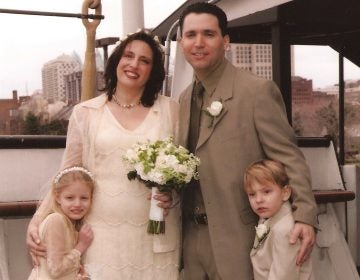 Jackie Borock, center, with her husband Todd, and her two children, Carolyn, left, and David. (Courtesy of Jackie Borock)