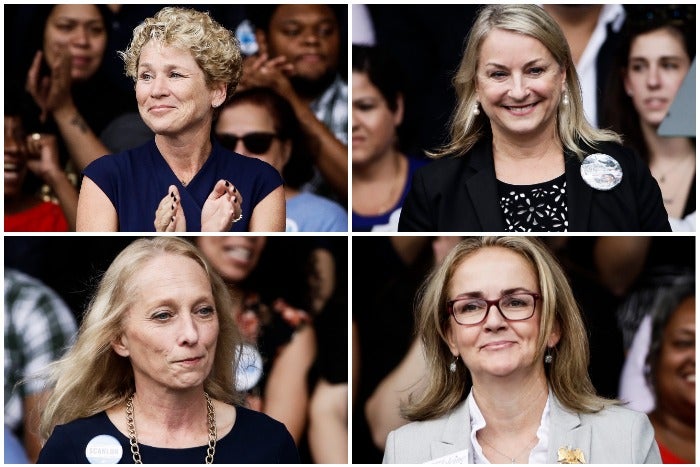 from top left to bottom right: Chrissy Houlahan, Susan Wild, Mary Gay Scanlon, Madeleine Dean