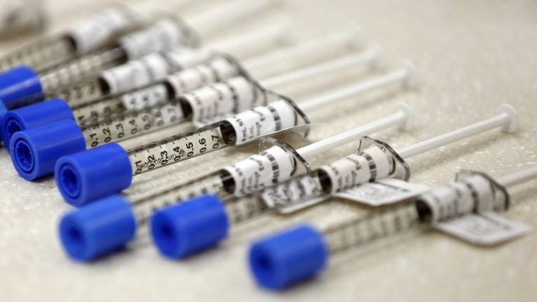 Syringes of fentanyl, an opioid painkiller, sit in an inpatient facility in Salt Lake City. According to the Centers for Disease Control and Prevention, opioid-related overdoses have contributed to the life expectancy drop in the U.S. (Rick Bowmer/AP)