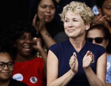 Then-candidate Chrissy Houlahan during a campaign rally in Philadelphia on Sept. 21, 2018. (Matt Rourke/AP)