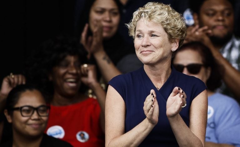 Then-candidate Chrissy Houlahan during a campaign rally in Philadelphia on Sept. 21, 2018. (Matt Rourke/AP)