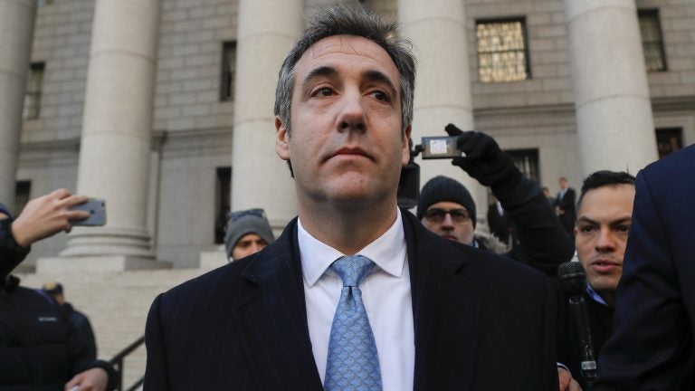 Michael Cohen walks out of federal court Thursday in New York, after pleading guilty to lying to Congress about work he did on an aborted project to build a Trump Tower in Russia.
(Julie Jacobson/AP)