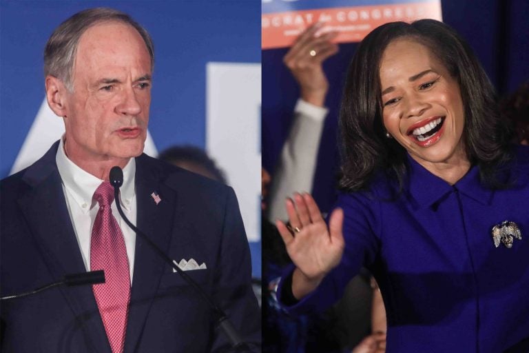 Incumbent Democrats Tom Carper and Lisa Blunt Rochester during a watch party Tuesday, Nov. 06, 2018, at the Doubletree Hotel in Wilmington, Delaware. (Saquan Stimpson for WHYY)