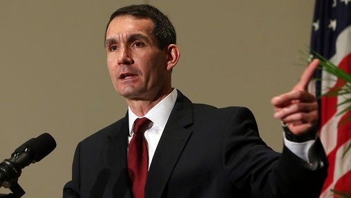 Pennsylvania Auditor General Eugene A. DePasquale, speaks after he was sworn in for his second term at the Capitol in Harrisburg, Pa., Tuesday, Jan. 17, 2017. (Chris Knight/AP Photo)