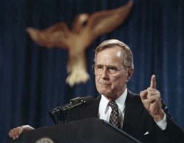 George H.W. Bush, the 41st president of the United States, speaks at a fundraiser in Dallas in 1991.  (Marcy Nighswander/AP Photo)