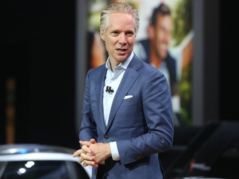 Scott Keogh, president of Volkswagen of America Inc., speaks during AutoMobility LA ahead of the Los Angeles Auto Show in Los Angeles, Calif., on Wednesday. (Dania Maxwell/Bloomberg via Getty Images)