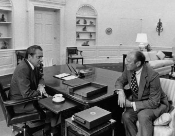 President Richard Nixon with Vice President Gerald Ford. Nixon resigned on Aug. 9, 1974, rather than face the prospect of impeachment over Watergate. (Historical/Corbis via Getty Images)
