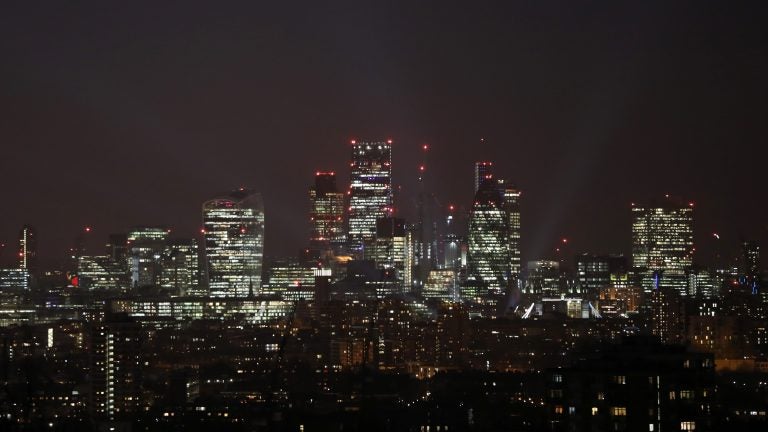 The London skyline, shown in March 2017, is still shining bright. But the U.K. is using noticeably less energy than it did more than a decade ago. (Dan Kitwood/Getty Images)