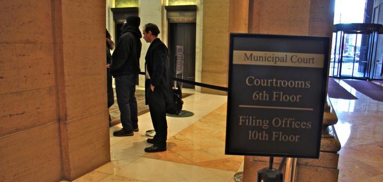 Outside Philadelphia Municipal Court's landlord-tenant unit in the Widener Building. (PlanPhilly)