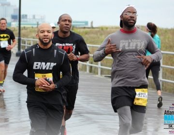  Kareem Lee, left, Jason Reeves and Dave Johnson, right, from Black Men Run were running the  Atlantic City Marathon Race 10k on 10/20/18. 
(Photo courtesy of Dave Johnson)