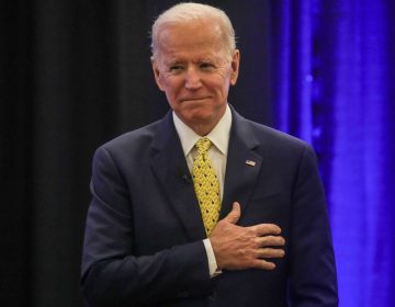 Former Vice President Joe Biden addresses members of the University of Delaware Board of Trustees after an announcement was made that UD's school of public policy will be renamed in his honor Tuesday, Dec. 11, 2018. (Saquan Stimpson/for WHYY)