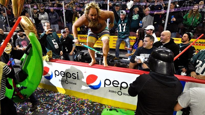 Philadelphia celebrates its final Wing Bowl on Feb. 2, 2018. After 26 years, sports radio station 94WIP announced that it would discontinue the raucous promotional event held prior to the Super Bowl each year. (Bastiaan Slabbers for WHYY)