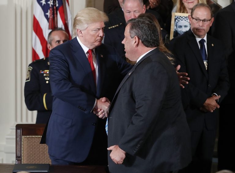 In this file photo, President Donald Trump shakes hands with New Jersey Gov. Chris Christie Thursday, Oct. 26, 2017, in Washington. (Pablo Martinez Monsivais/AP Photo)