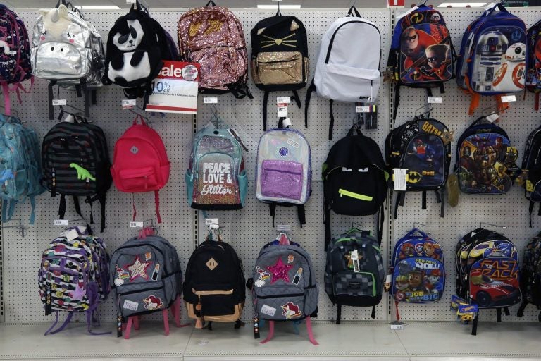 This July 18, 2018, photo shows a display of back to school backpacks in a Target store in Pittsburgh. (Gene J. Puskar / The Associated Press)