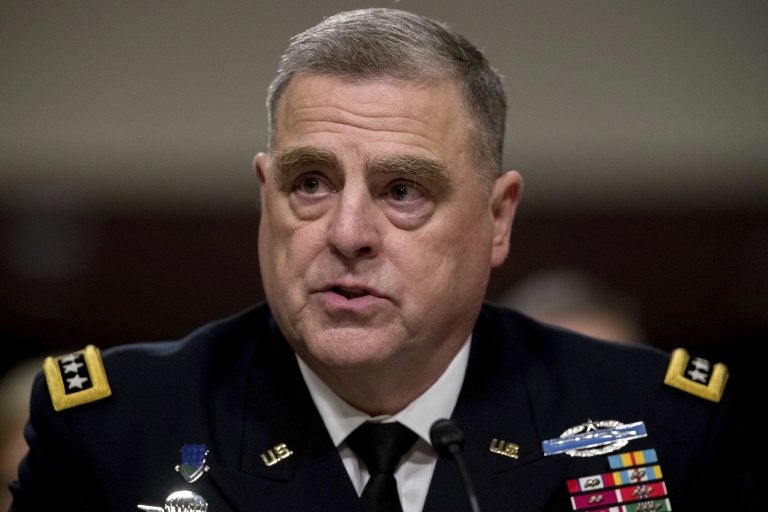 In this May 25, 2017 file photo, Army Chief of Staff Gen. Mark Milley listens to a question while testifying on Capitol Hill in Washington, before a Senate Armed Services Committee hearing on the Army's fiscal 2018 budget. President Donald Trump will tap Gen. Mark Milley as his next top military adviser. (Andrew Harnik/AP Photo)