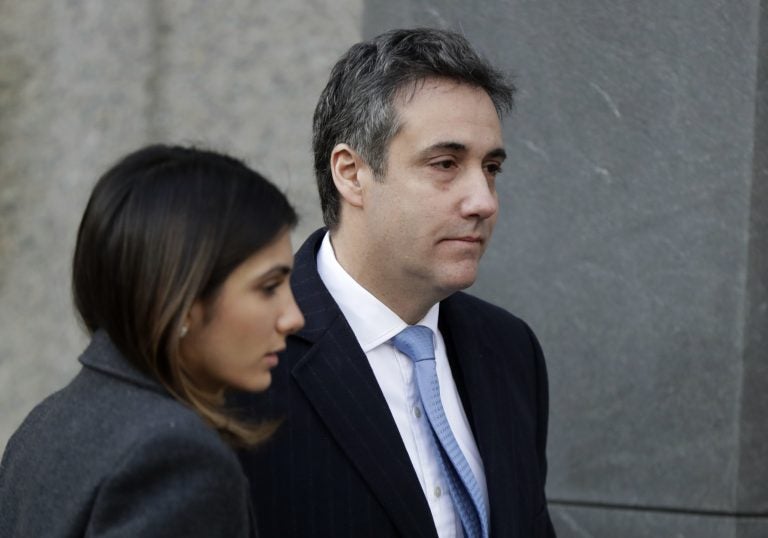 Michael Cohen, (right), President Donald Trump's former lawyer, arrives at federal court for his sentencing for dodging taxes, lying to Congress and violating campaign finance laws in New York on Wednesday, Dec. 12, 2018. (Julio Cortez/AP Photo)