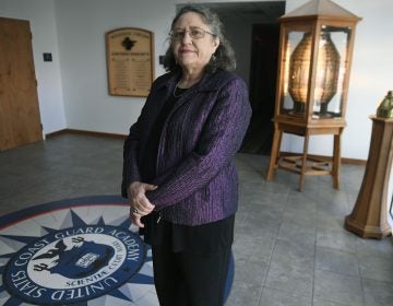 In this Tuesday, Dec. 18, 2018 photo, Michele Fitzpatrick, a retired lieutenant commander in the Coast Guard, poses for a photograph at the United States Coast Guard Academy in New London, Conn. Female veterans, both current and former service members, were more likely to vote in the 2018 midterm elections for Democrats than Republicans, 60 percent to 36 percent, according to data from VoteCast. (AP Photo/Jessica Hill)