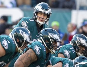 Philadelphia Eagles quarterback Nick Foles (9) looks on from under center during the NFL football game against the Houston Texans, Sunday, Dec. 23, 2018, in Philadelphia. The Philadelphia Eagles won 32-30. (AP Photo/Chris Szagola)